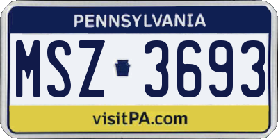 PA license plate MSZ3693