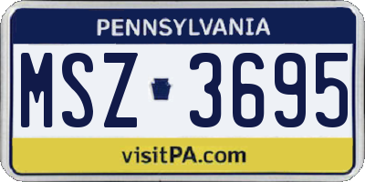 PA license plate MSZ3695