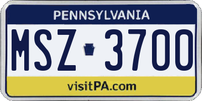 PA license plate MSZ3700