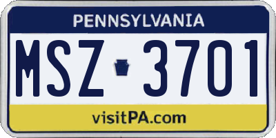 PA license plate MSZ3701