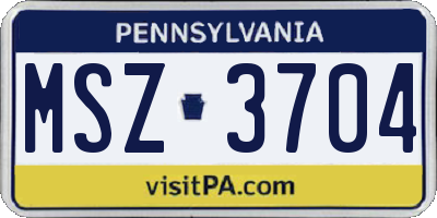 PA license plate MSZ3704
