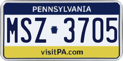 PA license plate MSZ3705