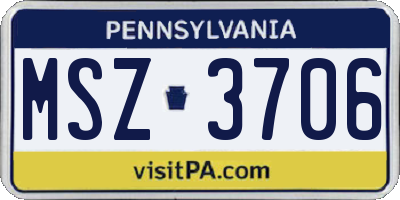 PA license plate MSZ3706
