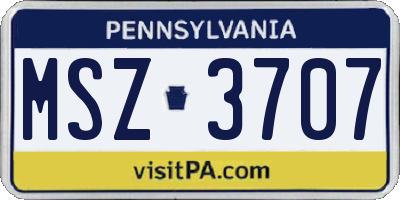 PA license plate MSZ3707