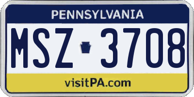 PA license plate MSZ3708