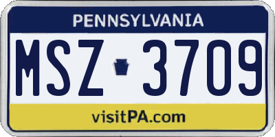 PA license plate MSZ3709
