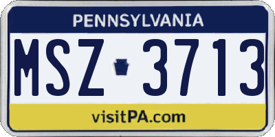 PA license plate MSZ3713