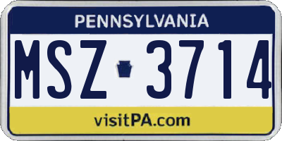 PA license plate MSZ3714