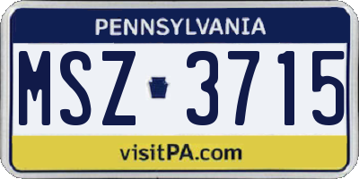 PA license plate MSZ3715