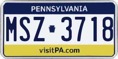 PA license plate MSZ3718