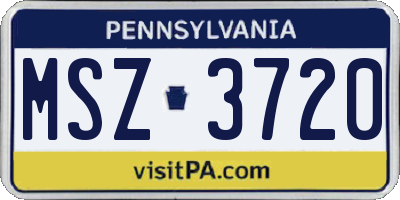 PA license plate MSZ3720