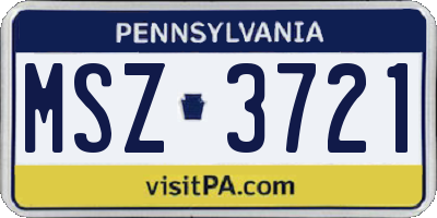 PA license plate MSZ3721