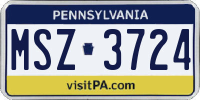 PA license plate MSZ3724