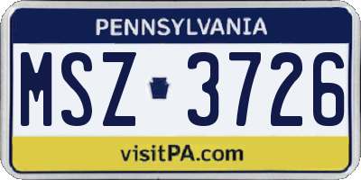 PA license plate MSZ3726