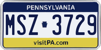 PA license plate MSZ3729