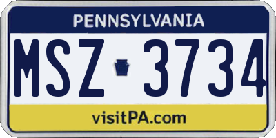 PA license plate MSZ3734