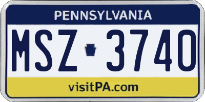 PA license plate MSZ3740