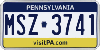 PA license plate MSZ3741