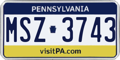 PA license plate MSZ3743