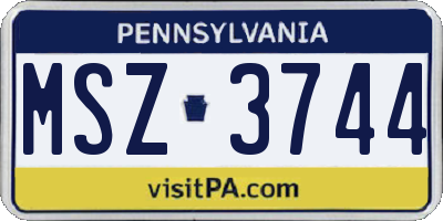 PA license plate MSZ3744