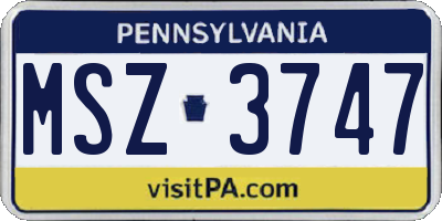 PA license plate MSZ3747