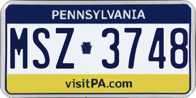PA license plate MSZ3748