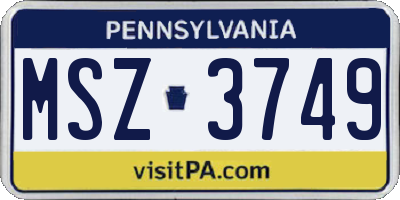 PA license plate MSZ3749