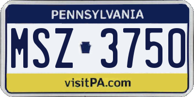 PA license plate MSZ3750