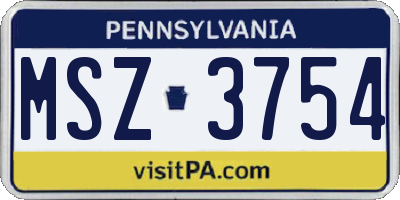 PA license plate MSZ3754