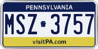 PA license plate MSZ3757