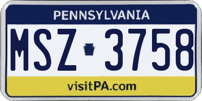 PA license plate MSZ3758