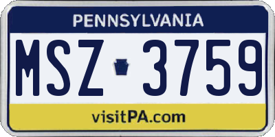 PA license plate MSZ3759