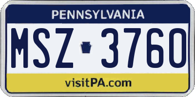 PA license plate MSZ3760