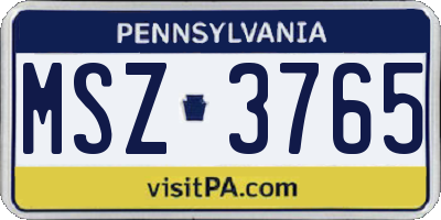 PA license plate MSZ3765