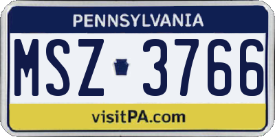 PA license plate MSZ3766