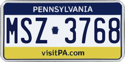 PA license plate MSZ3768
