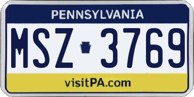 PA license plate MSZ3769