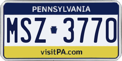 PA license plate MSZ3770