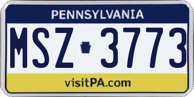 PA license plate MSZ3773