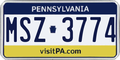 PA license plate MSZ3774