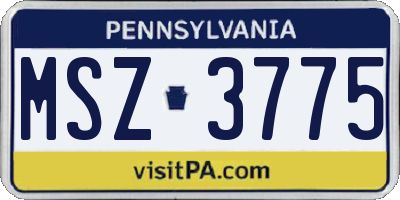 PA license plate MSZ3775