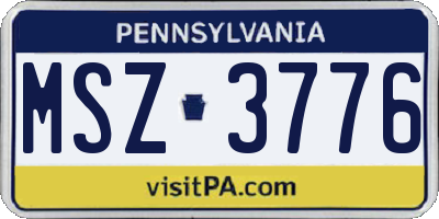 PA license plate MSZ3776