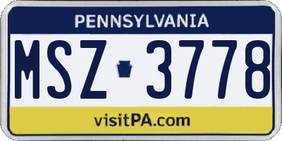 PA license plate MSZ3778