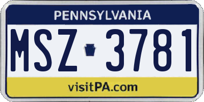 PA license plate MSZ3781