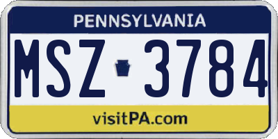 PA license plate MSZ3784