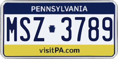 PA license plate MSZ3789