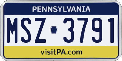 PA license plate MSZ3791