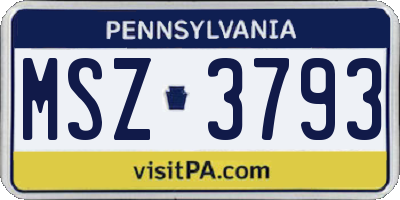 PA license plate MSZ3793
