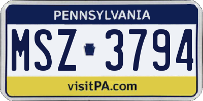 PA license plate MSZ3794