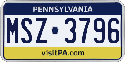 PA license plate MSZ3796